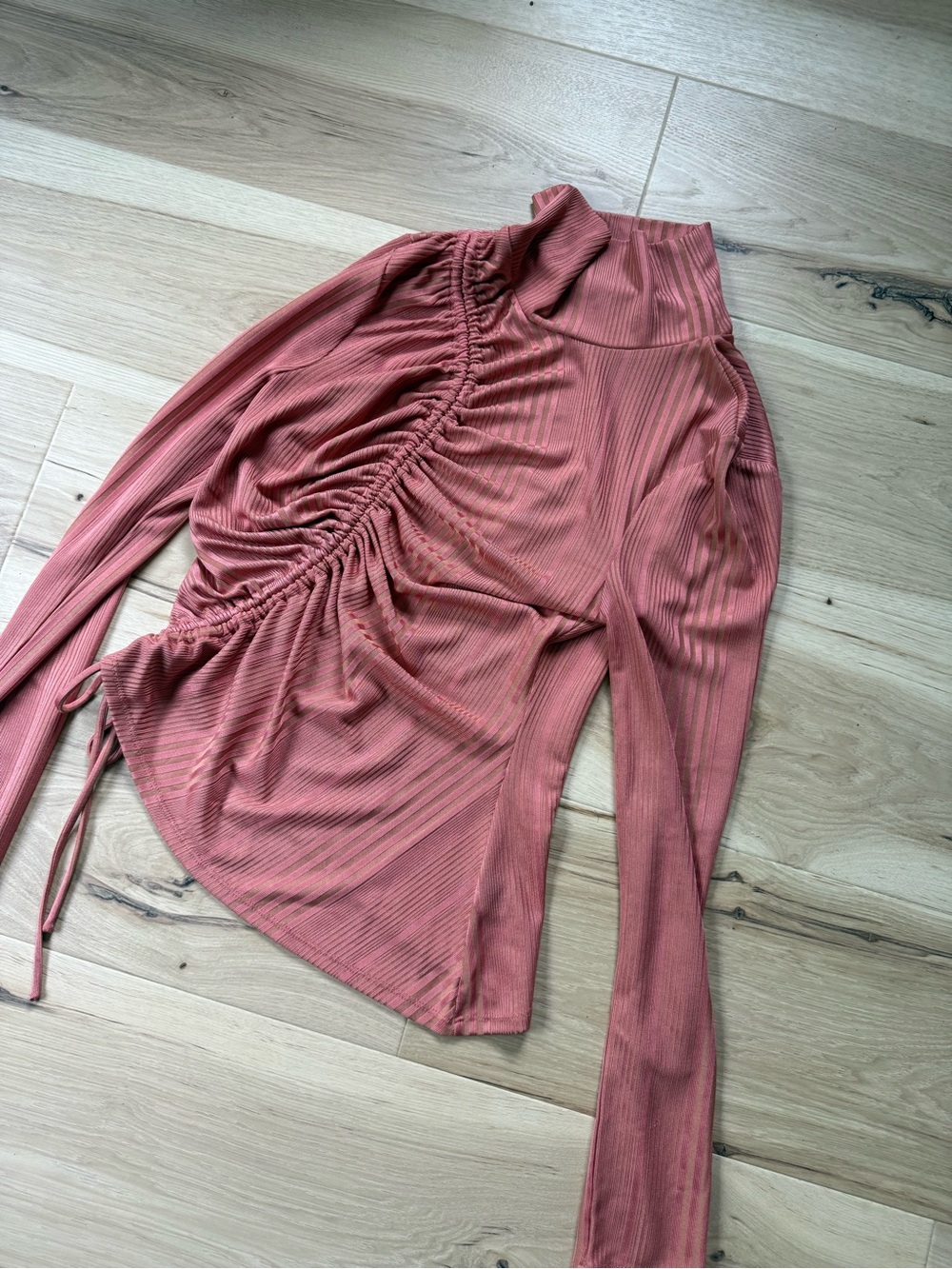 House of Harlow 1960 Ruched Pink-Terracotta Long Sleeve Top